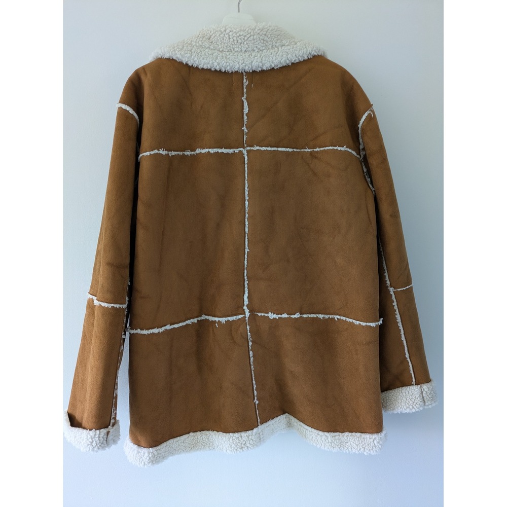 Altar'd State Flora Faux Suede Shearling Warm Jacket Cognac Brown Size Medium - Picture 5 of 6